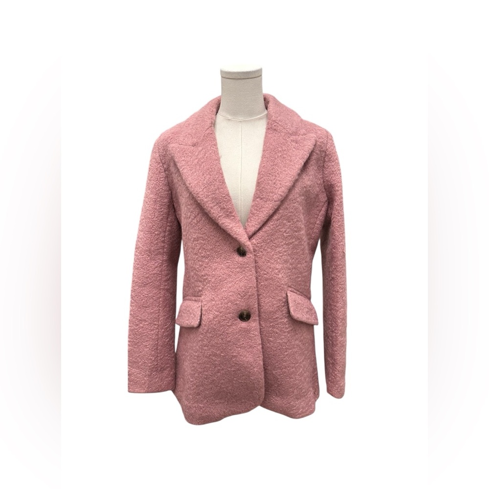 ELLEN TRACY Blazer 2-Button Coat Jacket Pink Flat Boucle Sz Small $229 MSRP NWT - Picture 2 of 11
